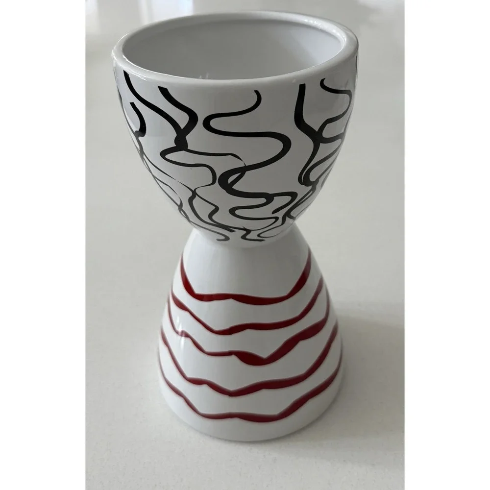 Lady Head Large Vase Planter Ceramic‎ White Black Red 9